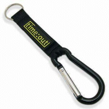  8cm Carabiner Hooks with PVC Label Stitched Short Lanyard, Made of Metal, Aluminum and Polyester Manufactures