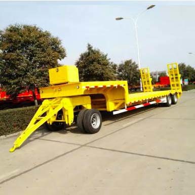 China Machine Carriers Dropbed Low Loader Truck Drawbar Trailers on sale