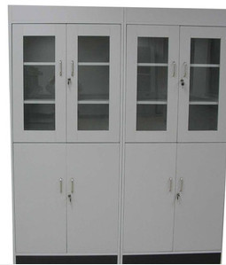 China Large Pharmacy Medicine Cabinet Floor Standing With Aluminum And Wood Material on sale