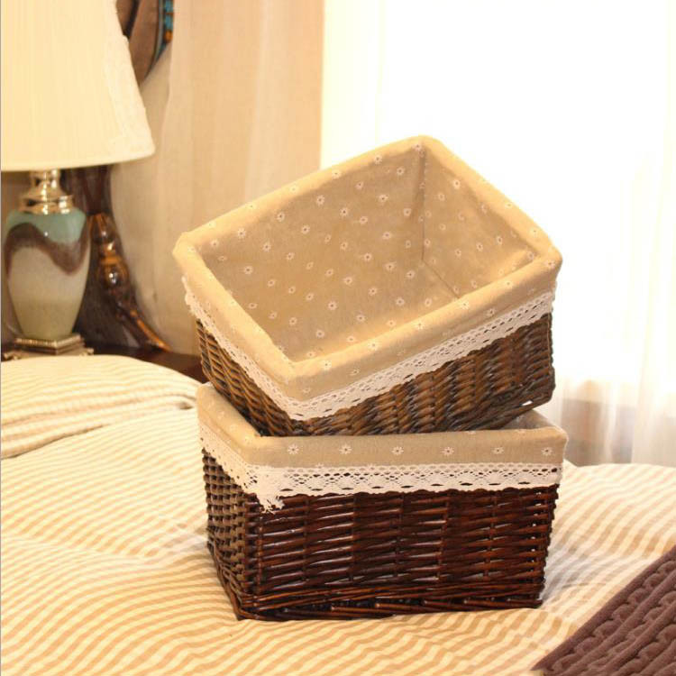 Gift crafts desktop square wicker box storage basket