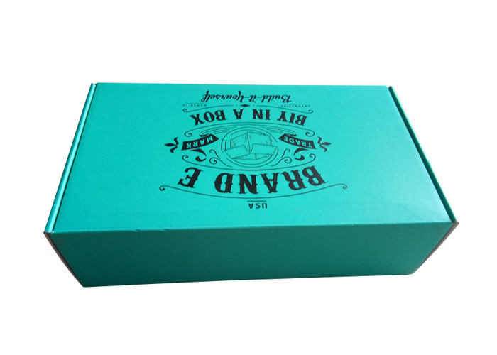  Rigid Teal Color Folding Gift Boxes Black Logo Flat Pack Without Lamination Surface Manufactures