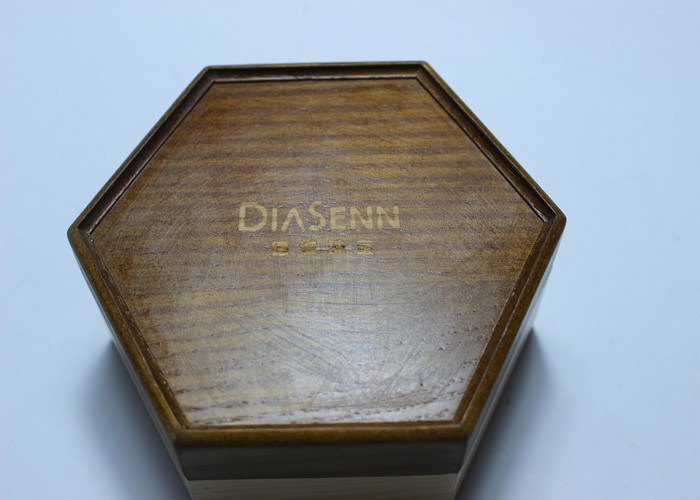 Quality Dark Solid Wood Standing Jewelry Box , Gift Wood Hexagon Shaped Box for sale
