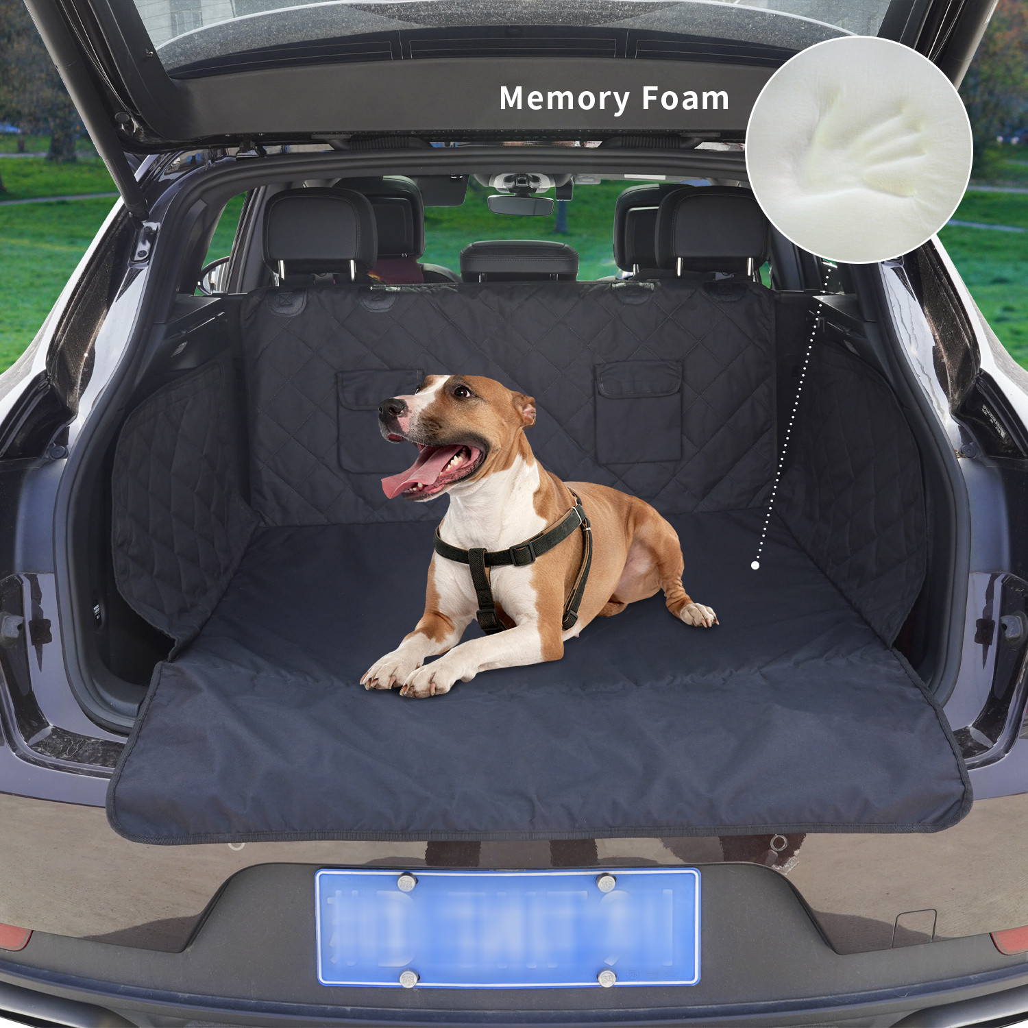  waterproof pet dog car cargo cover with soft memory foam 100% scratch and non-slip dog trunk seat cover for SUV Manufactures