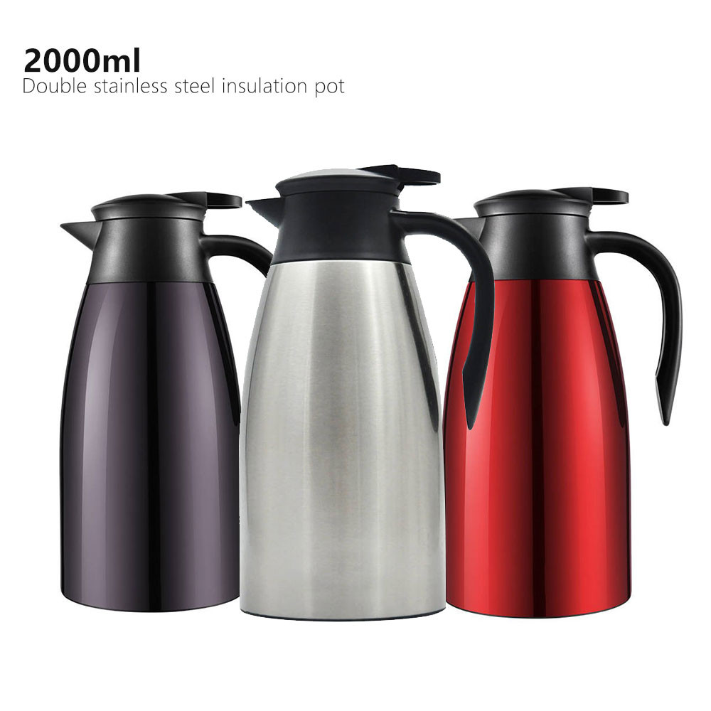  Stainless Steel Double Wall 2000ml Vacuum Insulated Teapot Manufactures