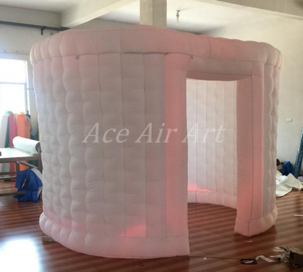 white oval type lighting inflatable tent for photo booth with 1 door enclosure and led lights made in China