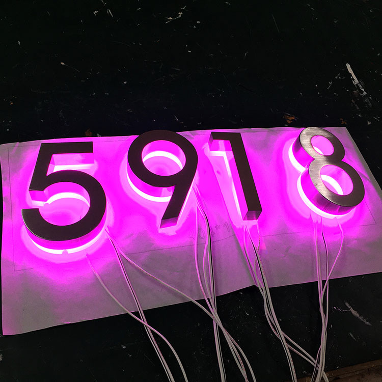  304 Stainless Steel Outdoor Led Number Sign Silver Brush RGB Light Numbers Manufactures