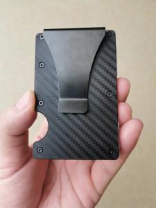 China Multiscene RFID Carbon Fiber Card Clip , CE Metal Card Holder With Money Clip on sale