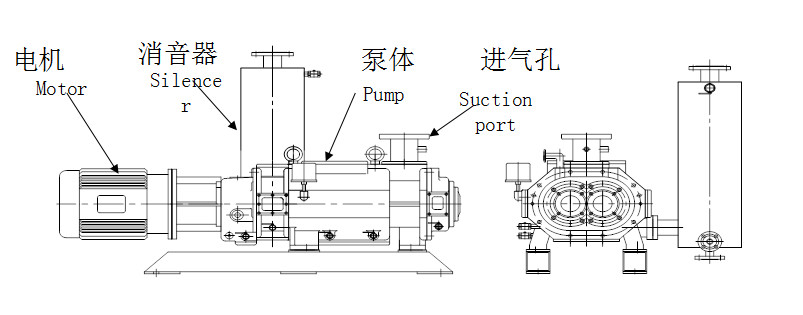 China Carbon Steel Dry Screw Vacuum Pump Easy Cleaning Long Service Life on sale