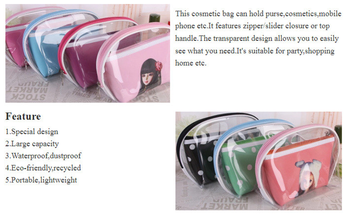 Recyclable PVC Resealable Packaging Bags With Zipper Beauty Cosmetic Storage