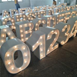  Acrylic Stainless Steel Light Up Marquee Letter Sign Numbers With Bulbs Manufactures