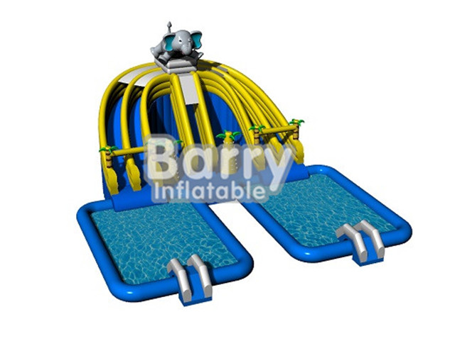 Quality professional animal inflatable mobile water park , outdoor amusement park rides with 2 swimming pools for sale