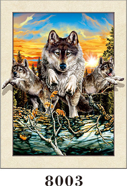  Custom Wolf Painting 5D Images With PET 0.6MM+157g Coated Paper Material Manufactures