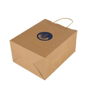  Recycled Kraft Paper Shopping Bags With Handles , Brown Paper Grocery Bags Manufactures