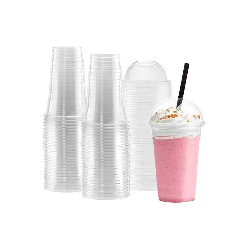 Custom PET PLA Plastic Cups With Lids Bubble Tea Beverage Espresso Disposable Eco Friendly for sale