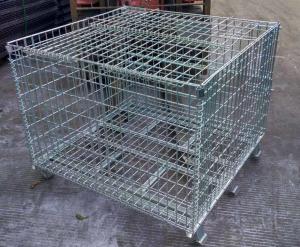 China Galvanized Warehouse Storage Shelves Welded Steel Lockable Wire Mesh Pallet Cage on sale