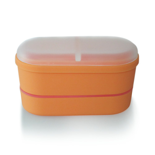 Quality 2 Layer Silicone Foldable Lunch Box Collapsible Sandwich Container LFGB for sale