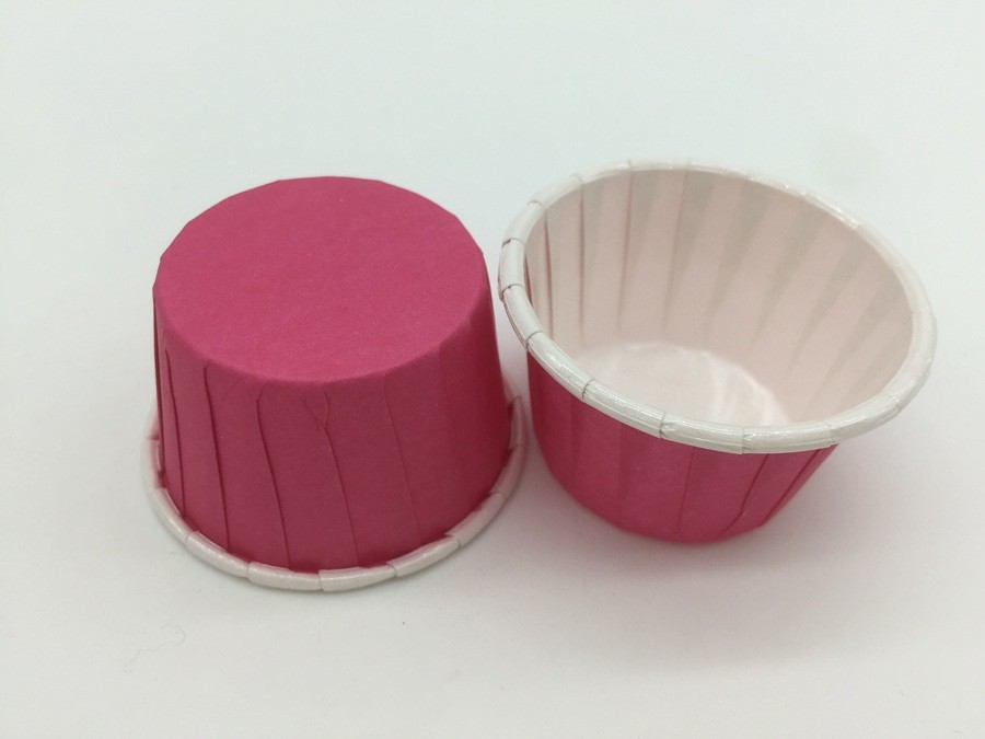  Round Mini Muffin Baking Cups , Hot Pink Wedding Cupcake Wrappers Pass SGS FDA Manufactures