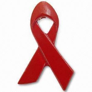  3D Painted AIDS Awareness Metal Pin Badges with Large and Narrow Features Manufactures