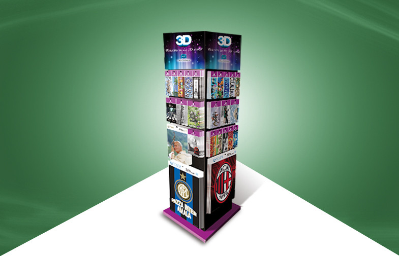 China Four Face Show Cardboard Display Stands , Floor Standing Display Units To 3d Poster Cards on sale