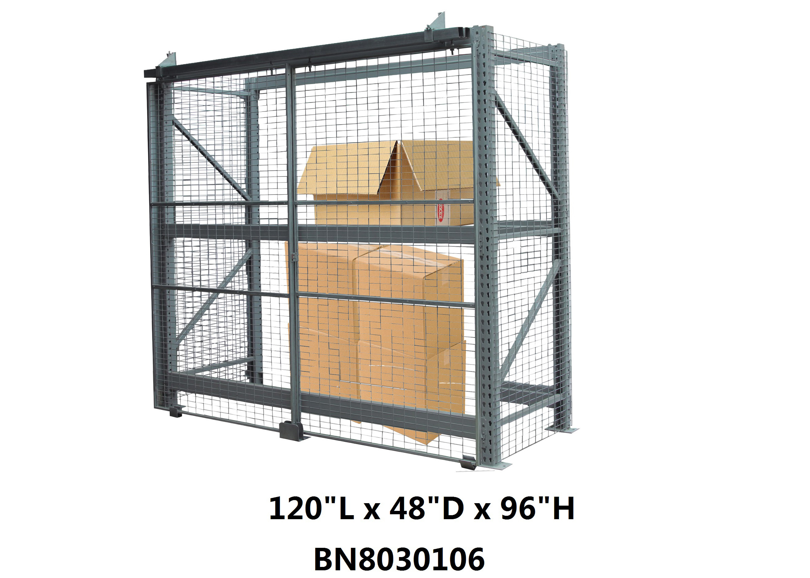 Quality Heavy Duty Steel Pallet Rack Security Cage Systems 10'*4' *8' High Sliding Door Type for sale