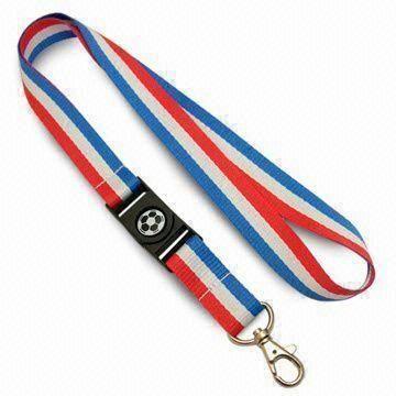  2cm-wide Flag Style Lanyards in 3-Tone Colors, Made of Polyester, with Nickel-plated Metal Snap Hook Manufactures