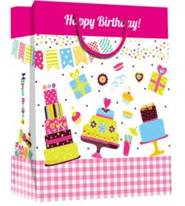 Custom happy birthday printed paper material with handle gift bag Manufactures