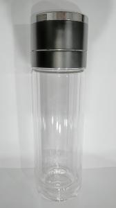 China Largesize Glass Water Bottle Stainless Steel Push Opening With Cloth Sleeve Pouch on sale