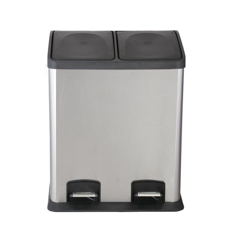 China Commercial Dual Compartment Pedal Bin  Trash Bin With Foot Pedal For Kitchen on sale