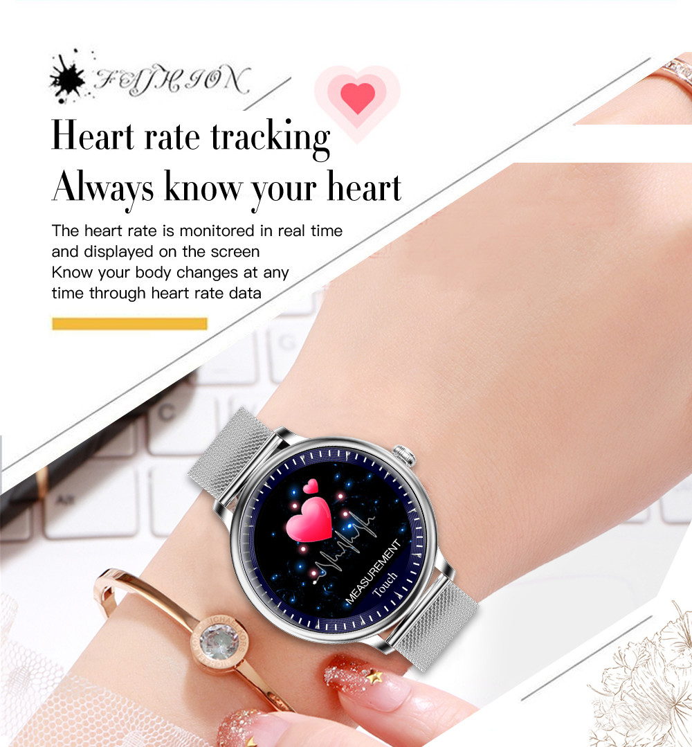 Ladies Round Screen 1.08" Blood Pressure Heart Rate Smart Watch