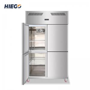 China 1000L Stainless Steel Freezer For Meat 4 Doors Fan Cooling Vertical Kitchen Refrigerator on sale