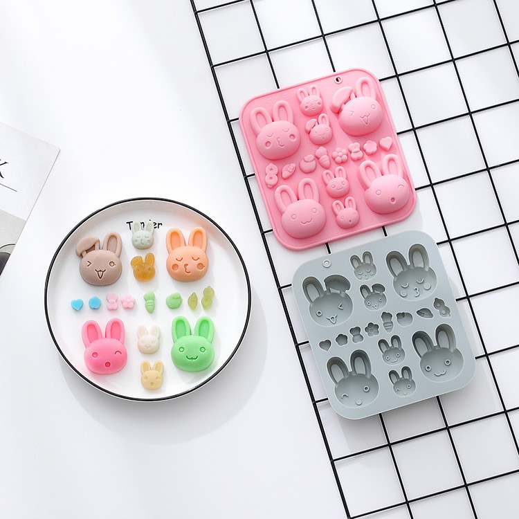 China 100% Food Grade Silicon Ice Tray Mould Bunny Shaped Chocolate Candy Mold on sale