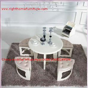  White painting Circular Leisure time tea table and upholstery stool Manufactures