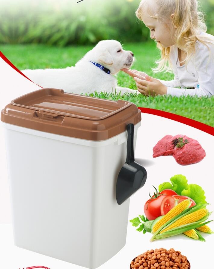 China 40L 15kgs 17lbs high quality stocked customized pet food storage container bucket dispenser dog food can box for dog cat on sale