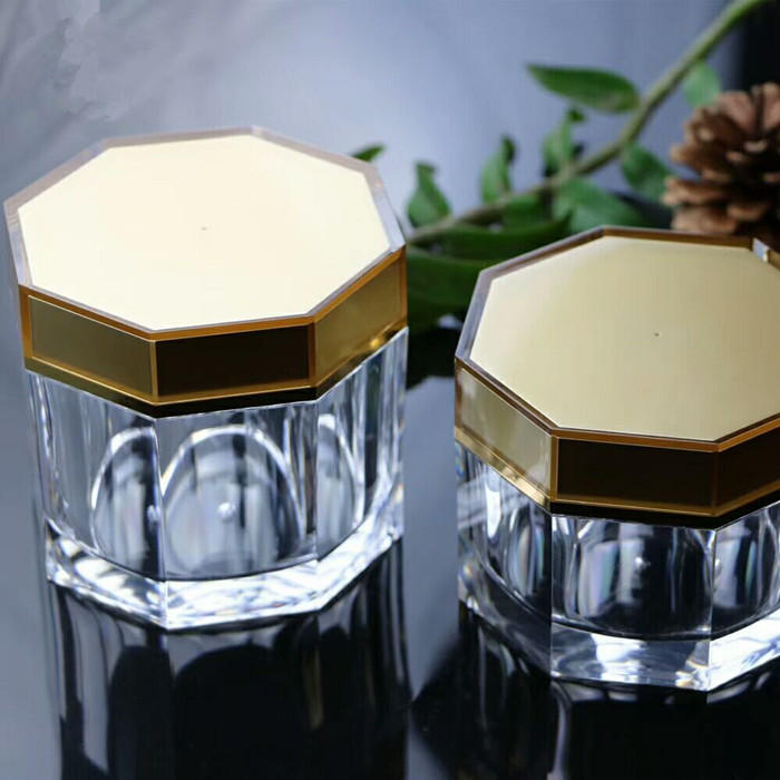 China 100g 100ml 200ml 200g  Acrylic Cosmetic Jar Set Octagon Shape Acrylic Jar on sale
