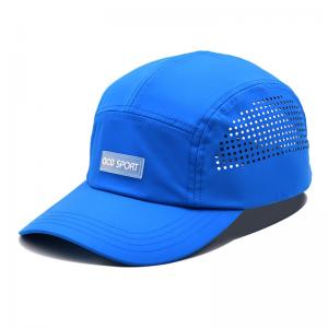  Waterproof 5 Panel Hat Breathable Quick Dry Mesh Sports Cap With Rubber Patch Logo Manufactures