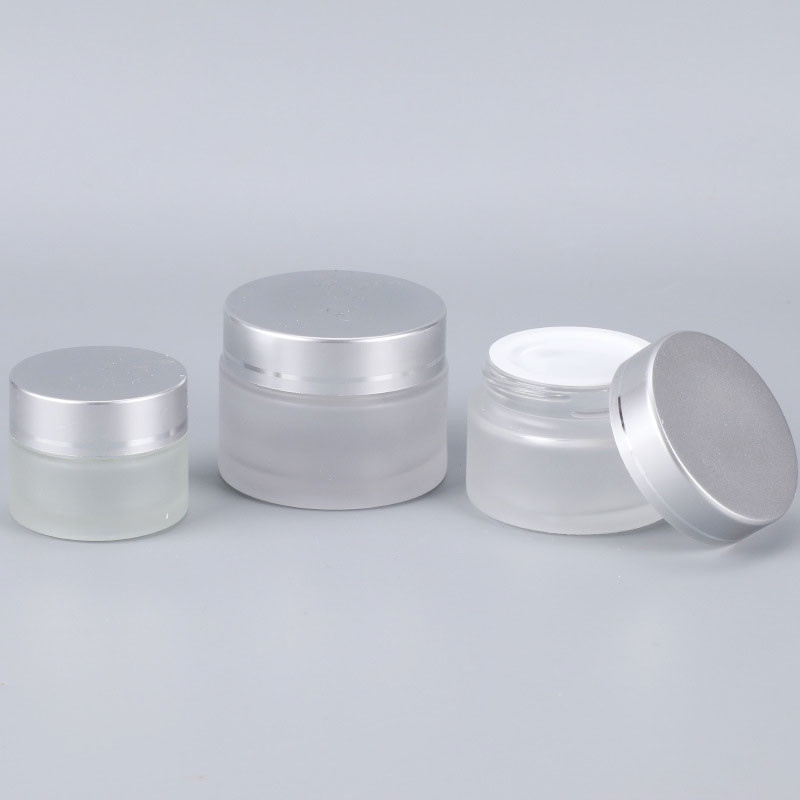 China 50 Gram / 50Ml Empty Cosmetic Cream Jar Round Frosted Glass on sale