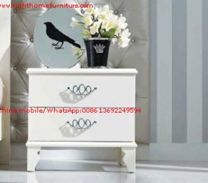  Ivory Classic Bed side table with wooden drawers for Nightstand design used by Hotel and Villa Furniture Manufactures