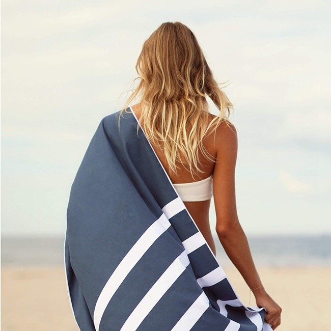 China blue Rectangle Stripe Microfiber Beach Towel Sand Free for travel 28x56 on sale