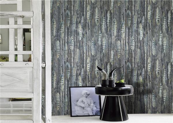 Quality Fashion PVC Modern Removable Wallpaper , Vinyl Grey And White Wallpaper for sale