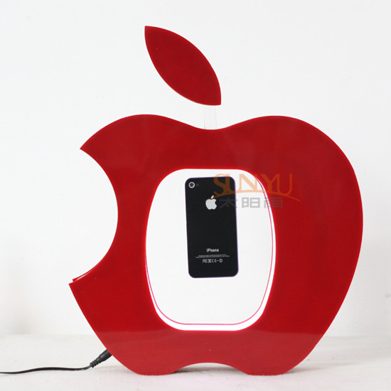  Table Advertising Stands Acrylic Mobile Phone Holder Magnetic Levitation Floating Display Apple Shaped Manufactures