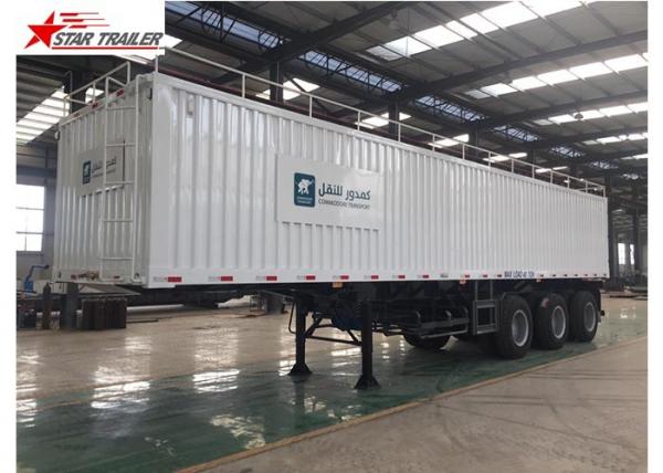 Quality Box 3-4 Axles Flatbed Container Trailer 60-100Tons Dry Food Van Transport for sale