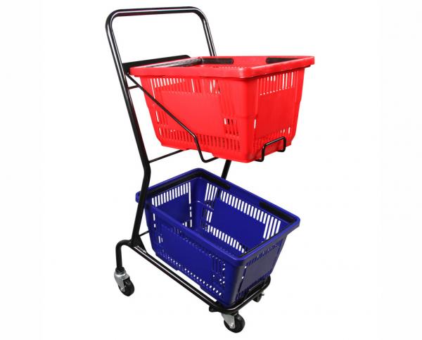 Quality Powder Coated Two Tier Shopping Cart / Double Basket Shopping Cart 50-240L Volume for sale