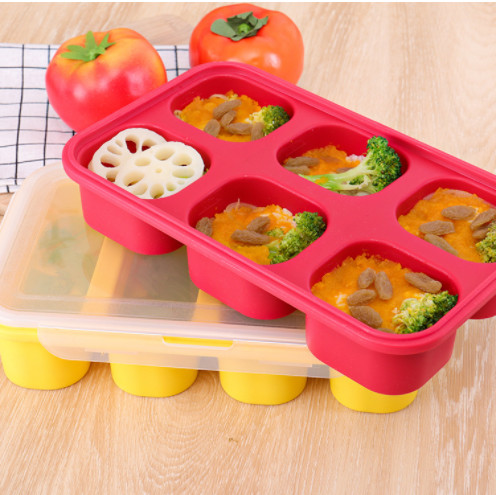 China Eco Friendly Silicone Freezing Tray With Lid Reusable Bendable Food Container on sale