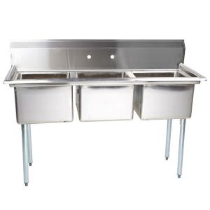 China Freestanding 304 Stainless Steel Commercial Restaurant Industrial Kitchen 3 Components Three Compartment Sink on sale