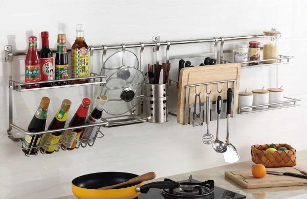 Quality 304 Stainless Steel Kitchen Spice Rack Wall Mounted With Brush Polishing Finish for sale