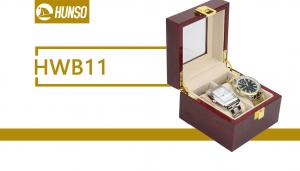 China Custom Logo Wrist Watch Storage Box Printed Wooden Gold Lock 2 Sets on sale