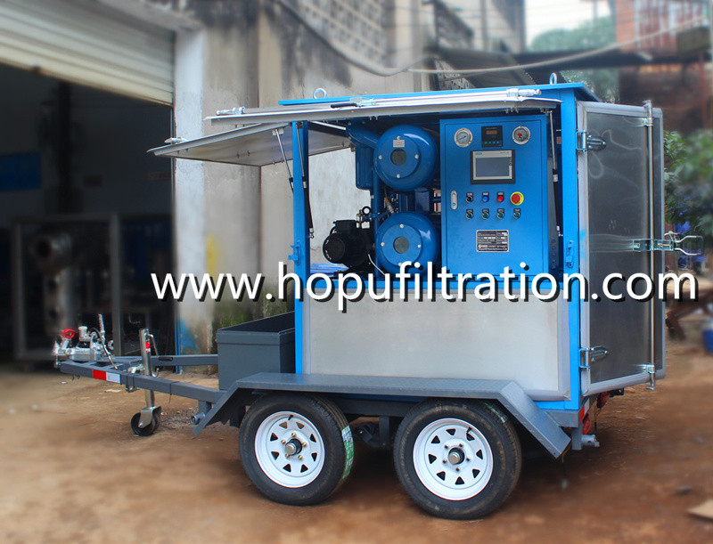China Mobile Car Wheels Trailer Type Transformer Oil Purification Equipment, Oil Purifier with double vacuum chamber on sale