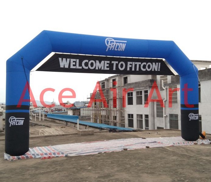  custom 8m x 4m blue inflatable advertising archway with removable banner under top Manufactures