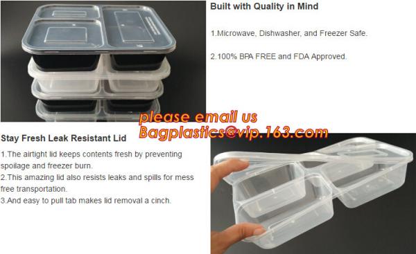 Disposable Plastic 4 Compartment Food Thermal Lunch Container Box,Plastic Takeaway Food Box with conjoined cover bagease