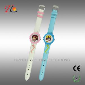 China Cute PU Leather Strap Wrist Watch with Stainless Steel Backcase For Little Girls on sale